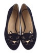 Charlotte Olympia Velvet Embroidered Accent Loafers