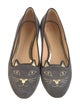 Charlotte Olympia Suede Embroidered Accent Loafers