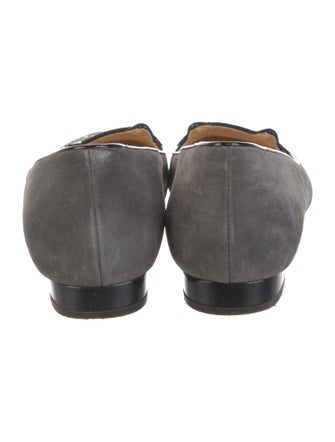 Charlotte Olympia Suede Embroidered Accent Loafers