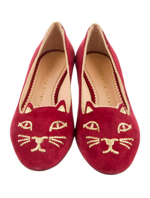 Charlotte Olympia Suede Graphic Print Loafers