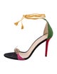 Charlotte Olympia Suede Colorblock Pattern Sandals