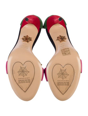 Charlotte Olympia Suede Colorblock Pattern Sandals