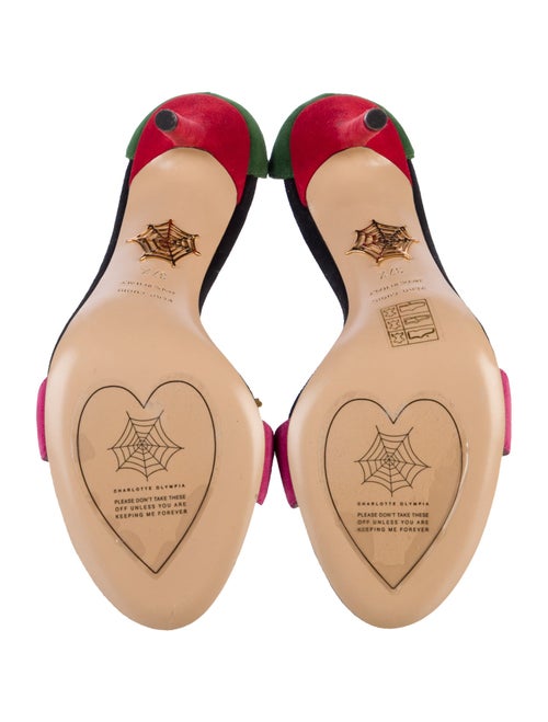 Charlotte Olympia Suede Colorblock Pattern Sandals