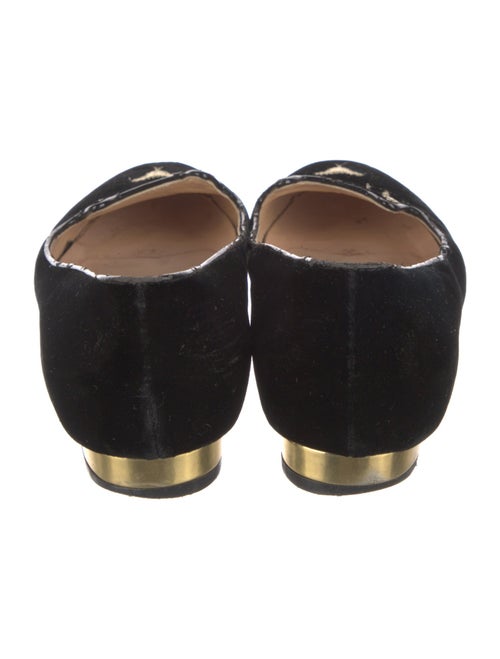 Charlotte Olympia Velvet Embroidered Accent Loafers