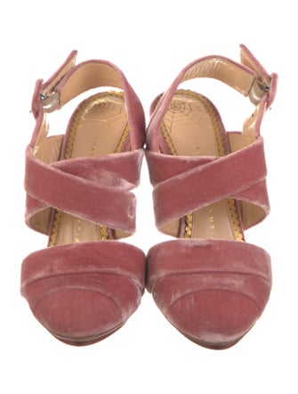 Charlotte Olympia Velvet Slingback Pumps