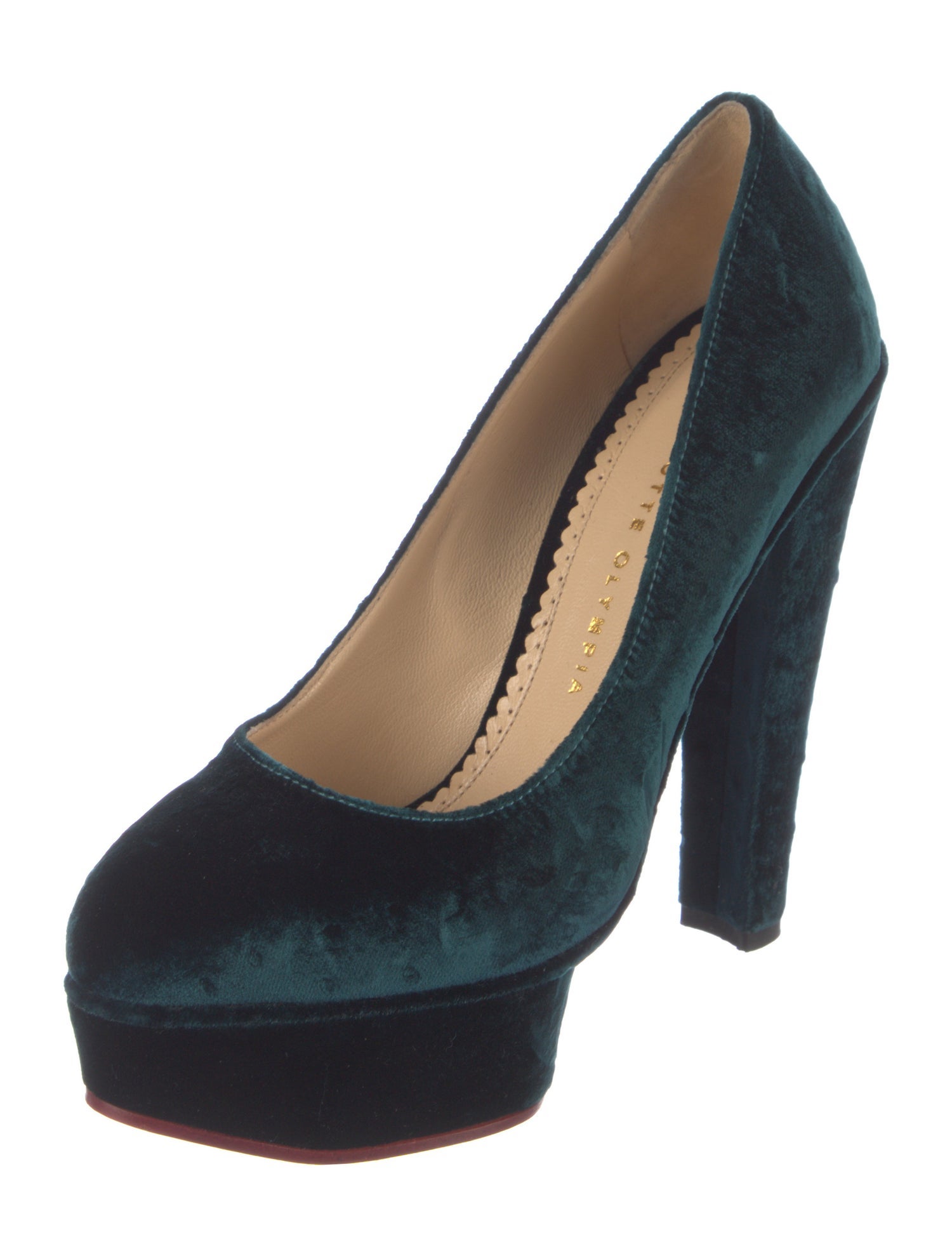 Charlotte Olympia Velvet Pumps