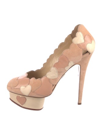 Charlotte Olympia Suede Cutout Accent Pumps