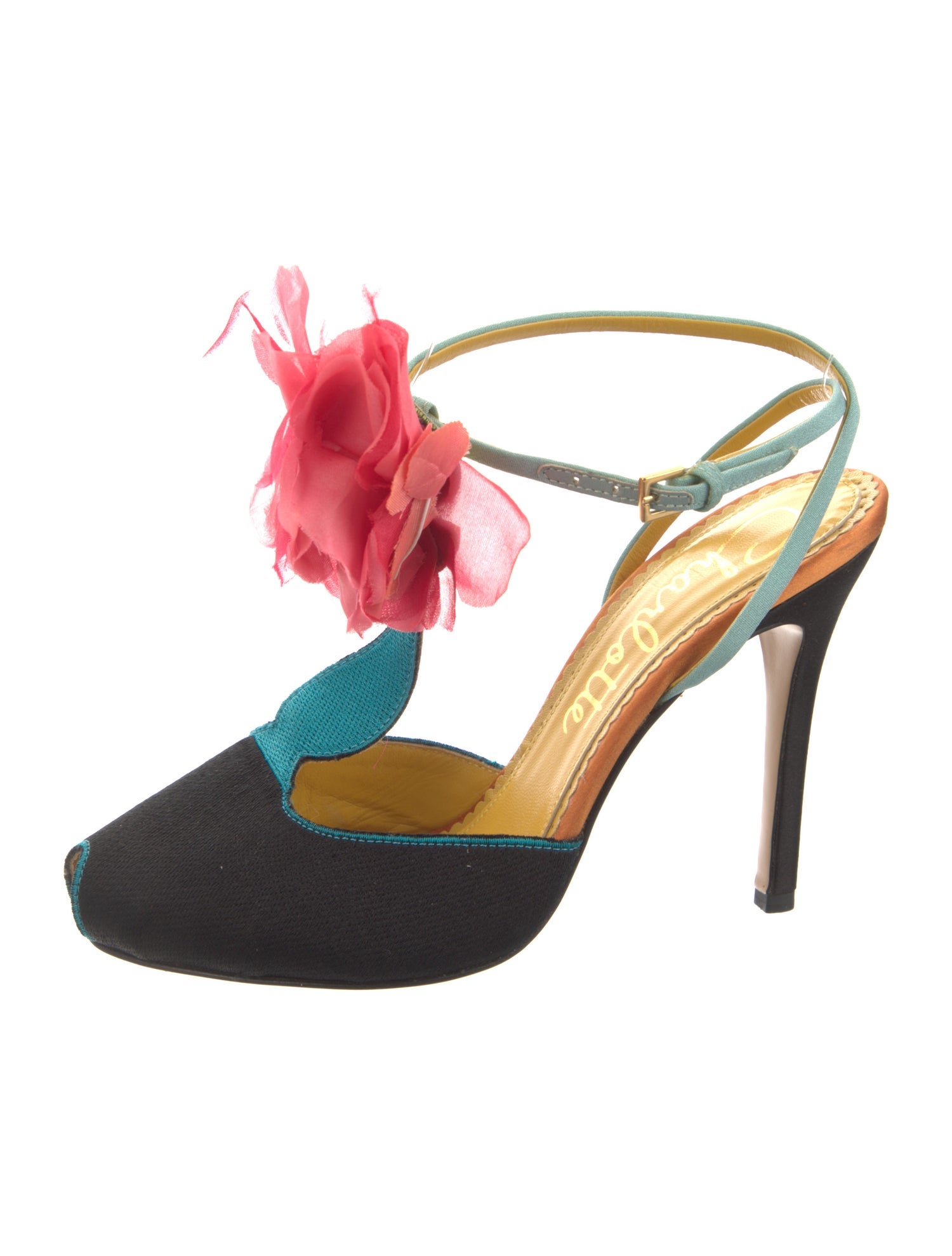 Charlotte Olympia Colorblock Pattern T-Strap Pumps