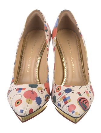 Charlotte Olympia Leather Printed Pumps