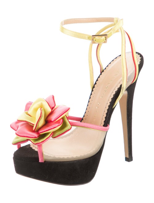 Charlotte Olympia Leather Colorblock Pattern Slingback Pumps