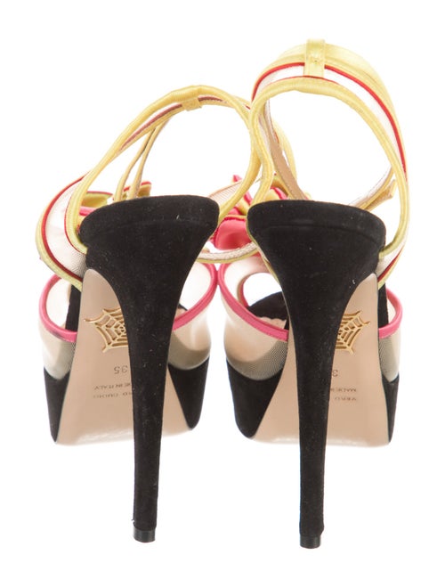 Charlotte Olympia Leather Colorblock Pattern Slingback Pumps