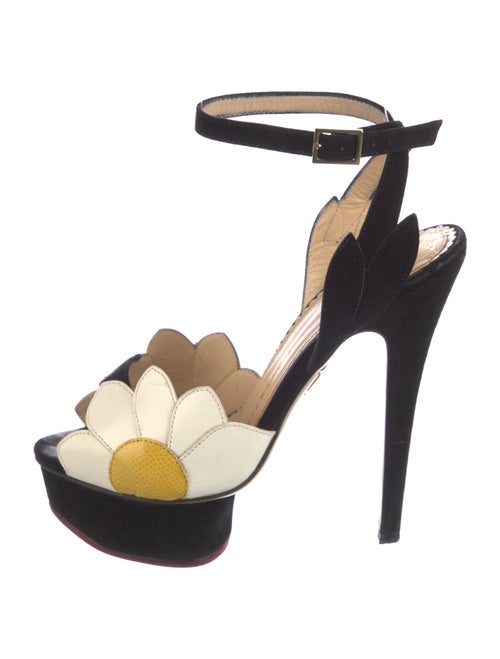 Charlotte Olympia Suede Colorblock Pattern Slingback Pumps