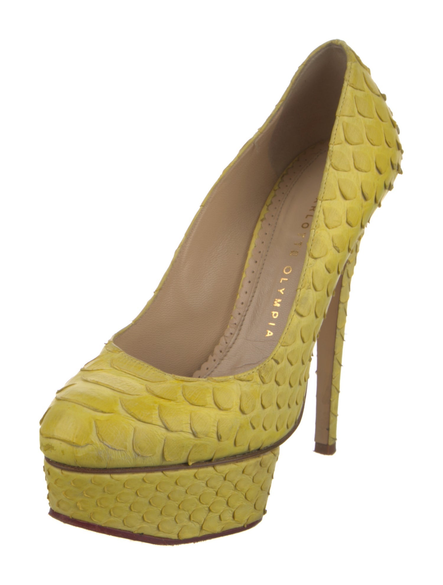 Charlotte Olympia Snakeskin Animal Print Pumps