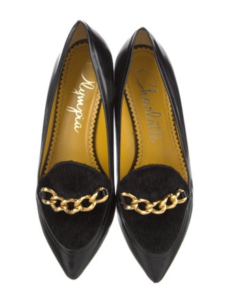 Charlotte Olympia Patent Leather Chain-Link Accents Pumps