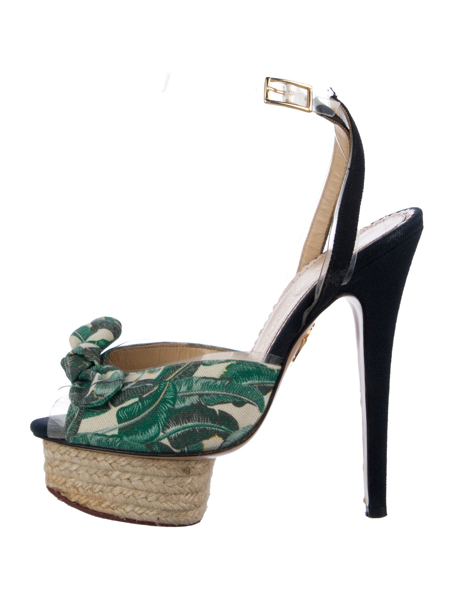 Charlotte Olympia Canvas Floral Print Slingback Pumps