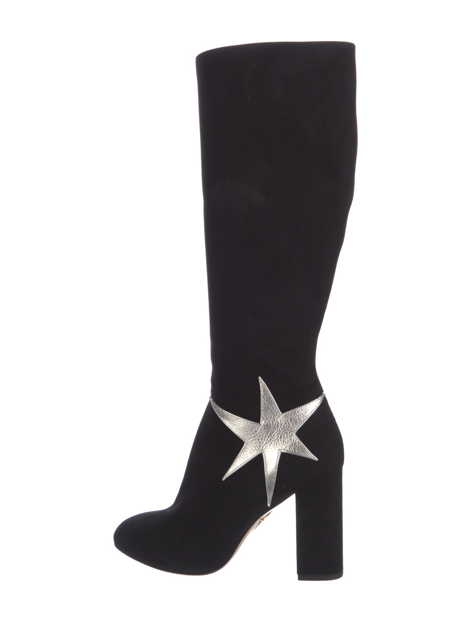 Charlotte Olympia Suede Graphic Print Sock Boots
