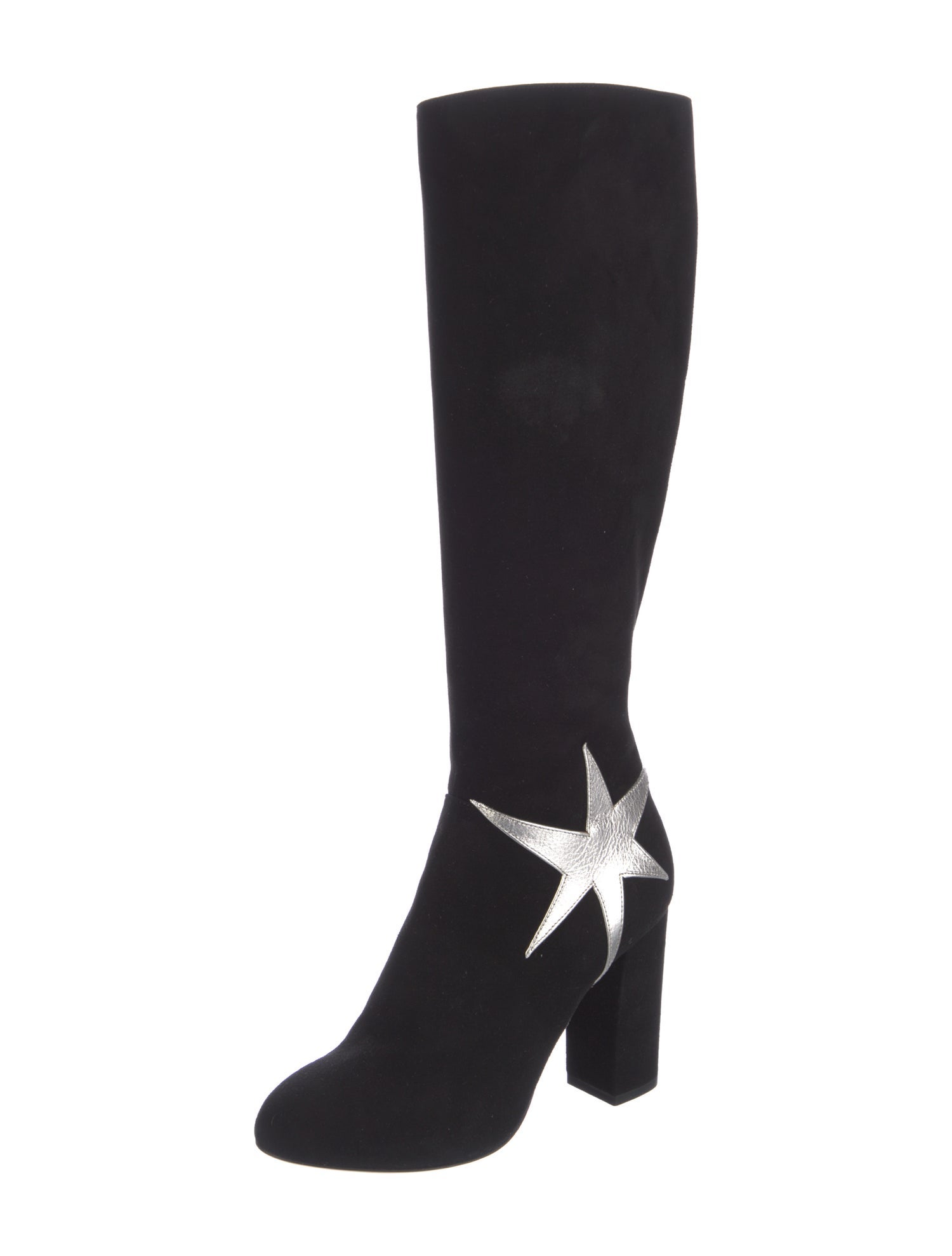 Charlotte Olympia Suede Graphic Print Sock Boots