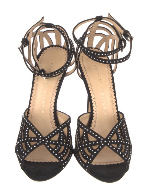 Charlotte Olympia Suede Studded Accents D'Orsay Pumps