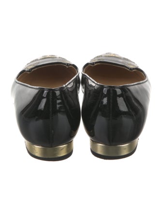 Charlotte Olympia Patent Leather Embroidered Accent Loafers