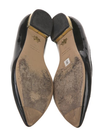 Charlotte Olympia Patent Leather Embroidered Accent Loafers