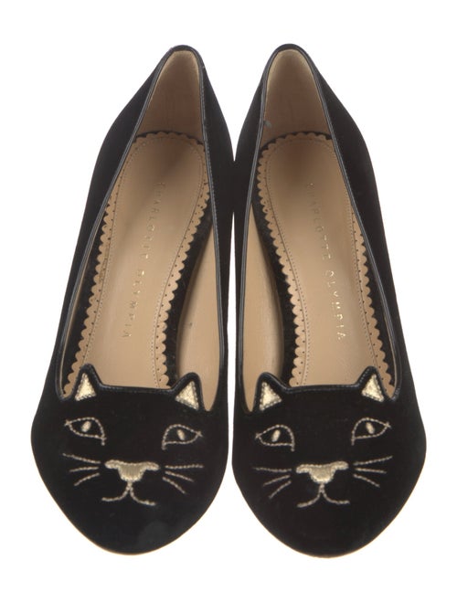 Charlotte Olympia Velvet Embroidered Accent Pumps
