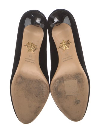 Charlotte Olympia Velvet Embroidered Accent Pumps