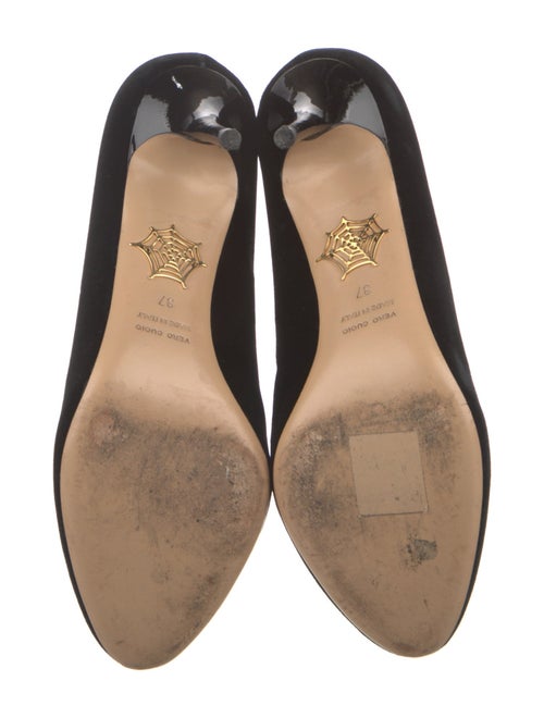 Charlotte Olympia Velvet Embroidered Accent Pumps