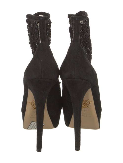 Charlotte Olympia Suede Beaded Accents Lace-Up Boots