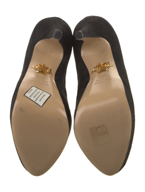 Charlotte Olympia Suede Beaded Accents Lace-Up Boots