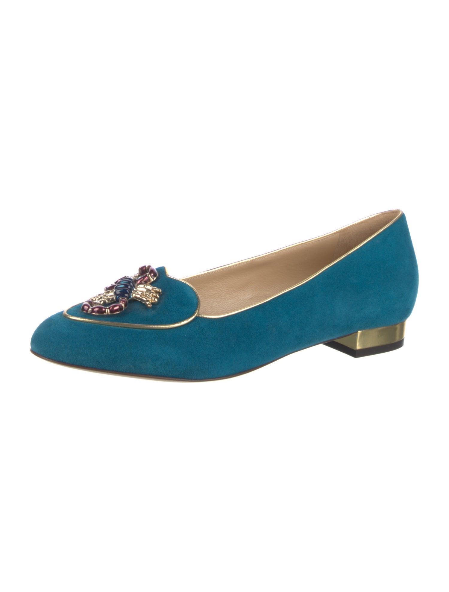 Charlotte Olympia Suede Colorblock Pattern Flats