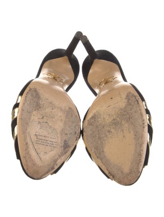 Charlotte Olympia Suede Colorblock Pattern Slides