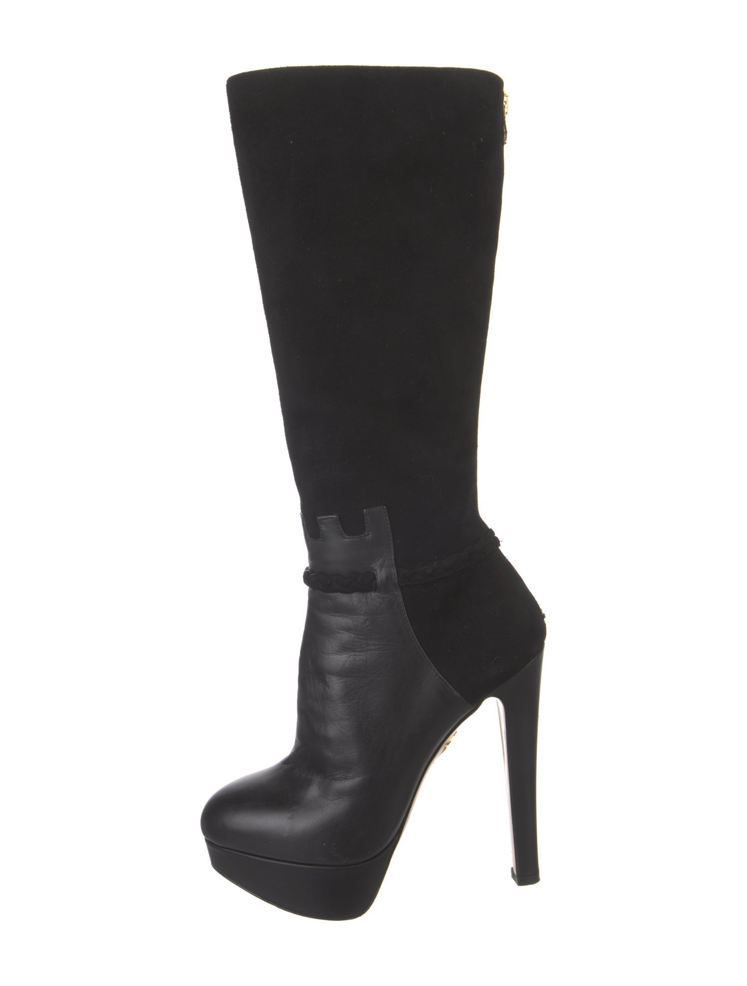 Charlotte Olympia Suede Braided Accents Boots