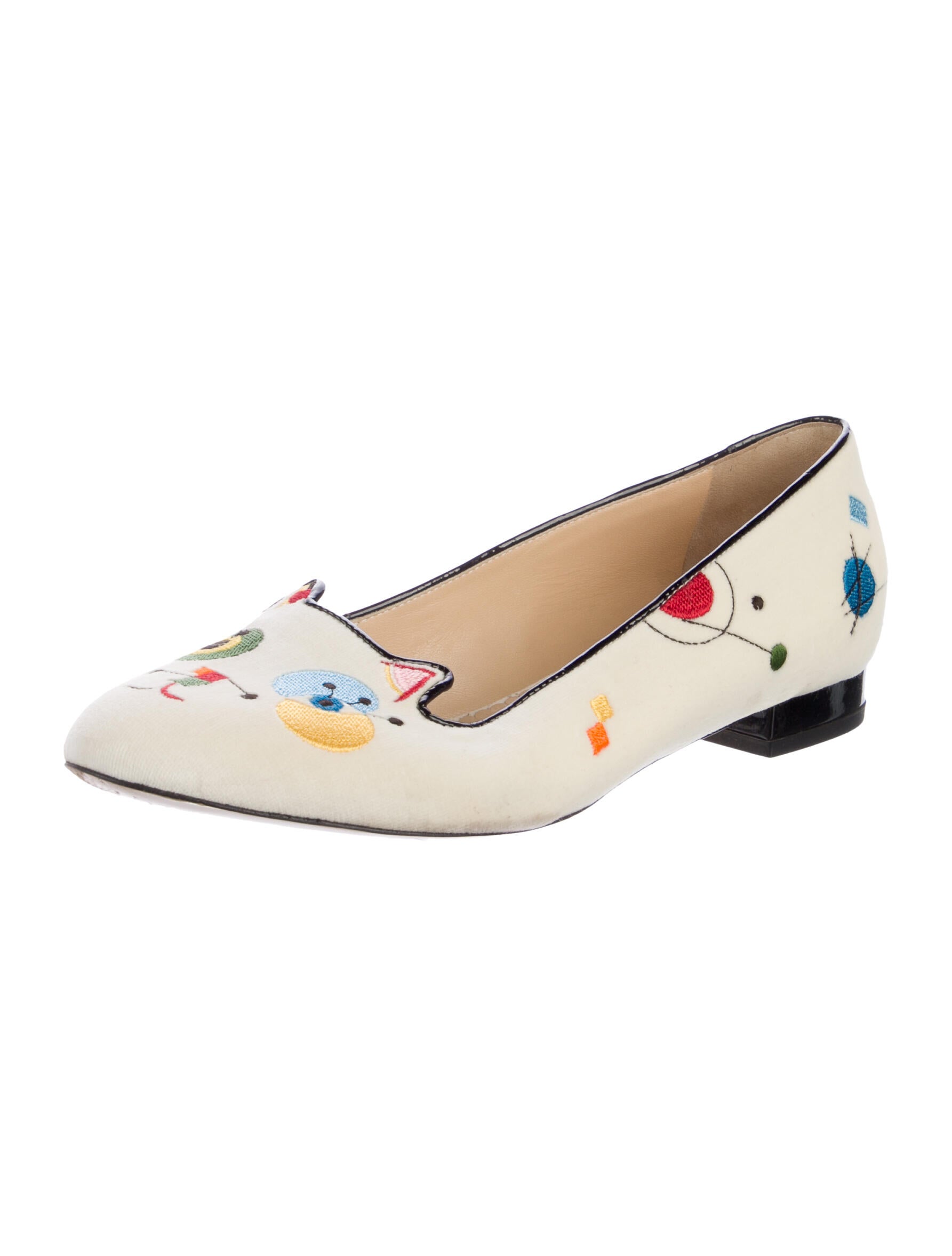Charlotte Olympia Velvet Printed Loafers