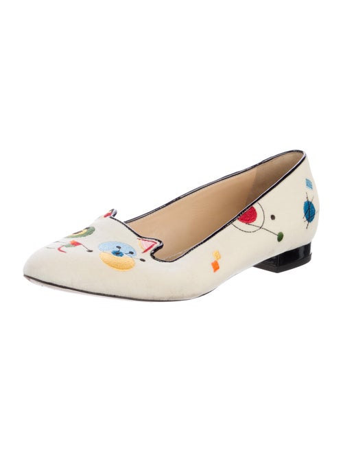 Charlotte Olympia Velvet Printed Loafers