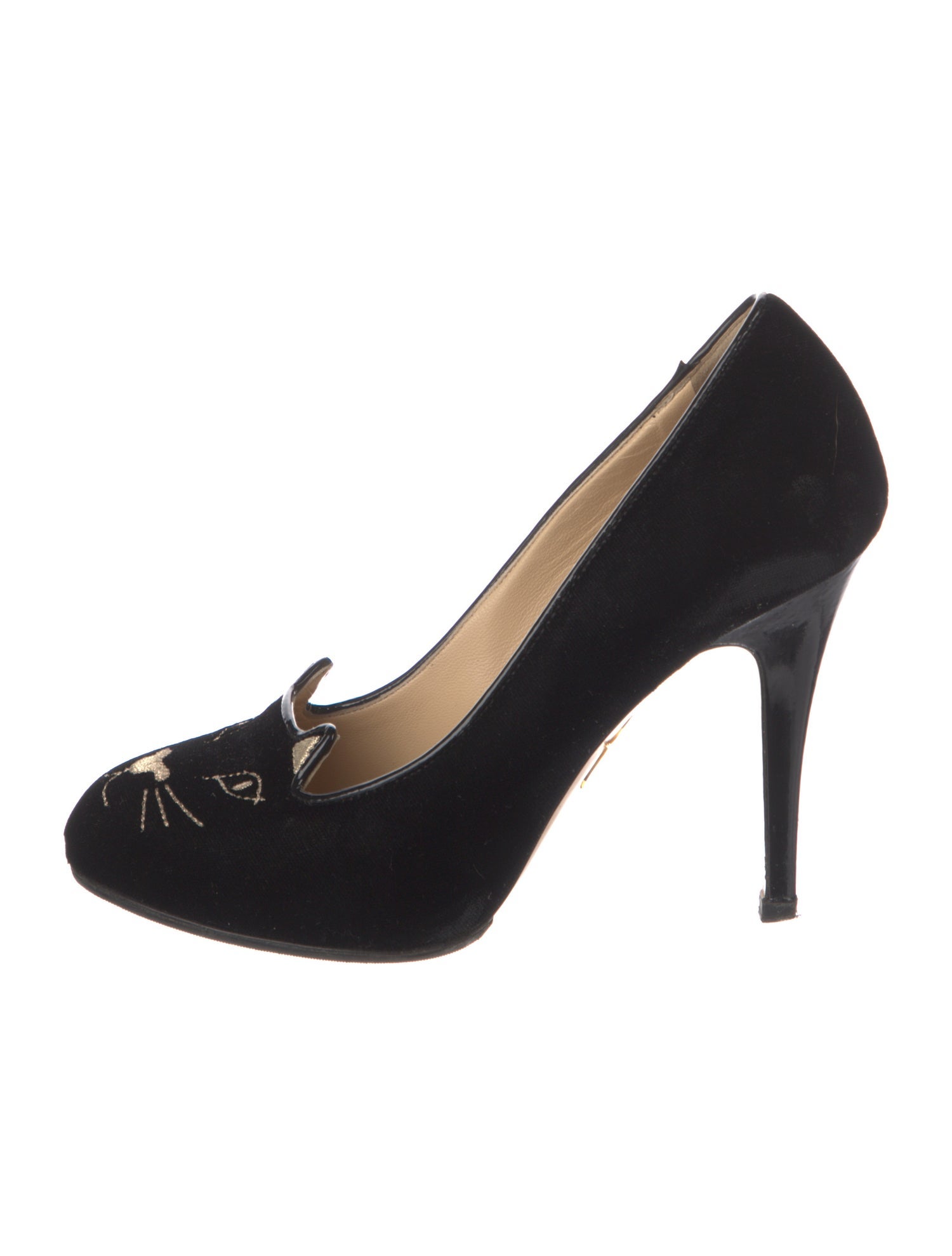 Charlotte Olympia Velvet Embroidered Accent Pumps