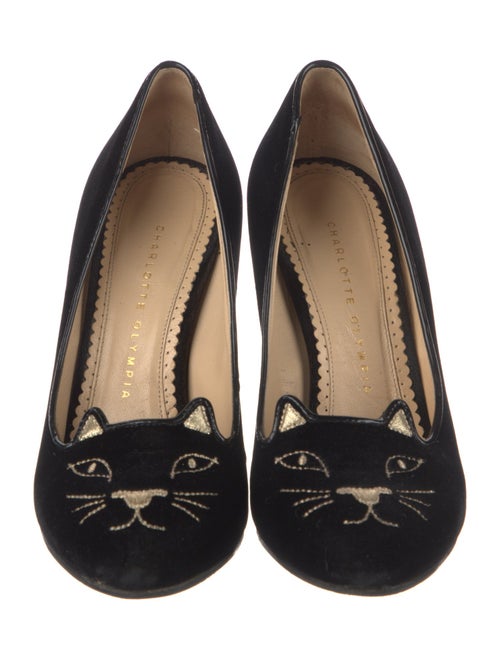 Charlotte Olympia Velvet Embroidered Accent Pumps