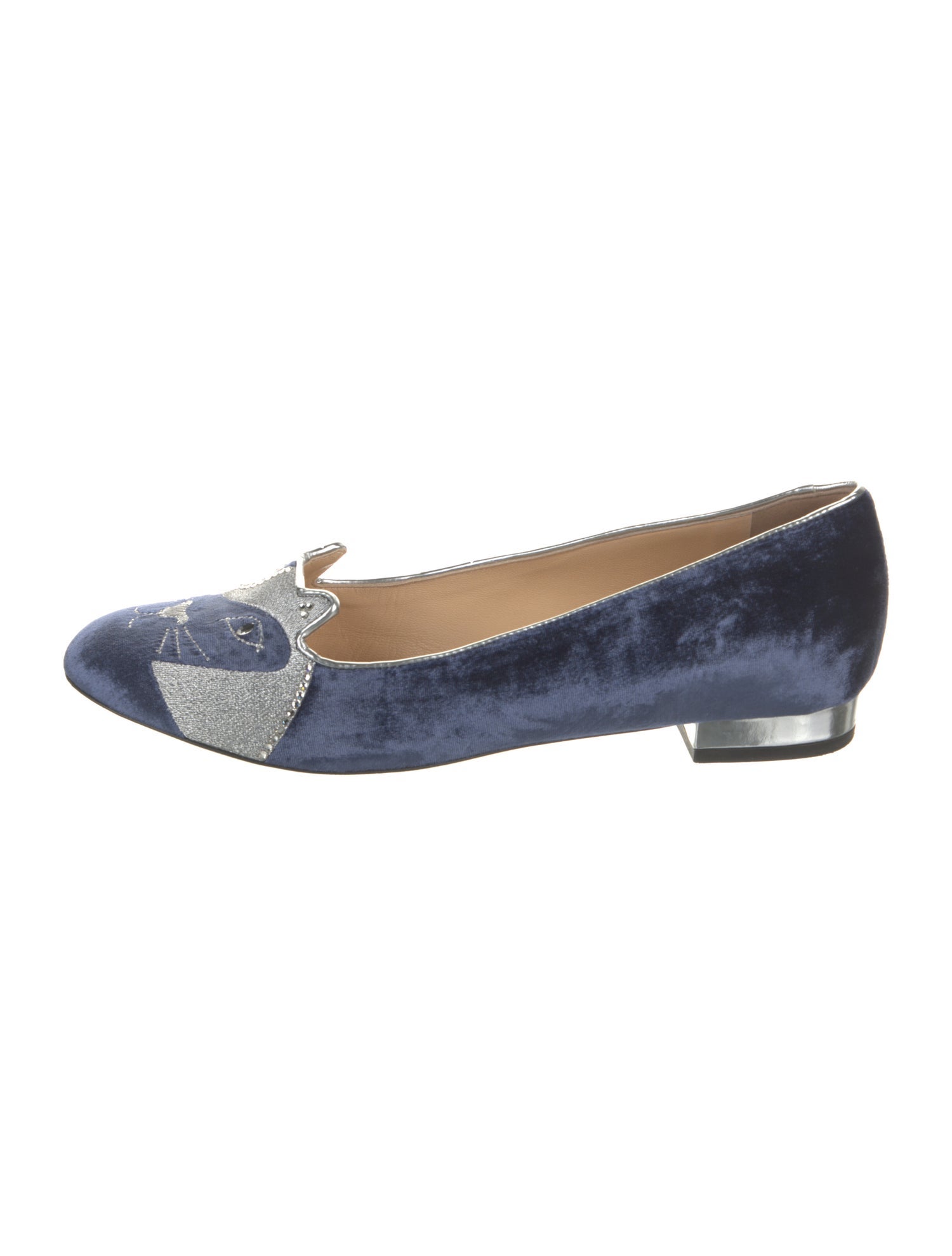 Charlotte Olympia Velvet Crystal Embellishments Loafers