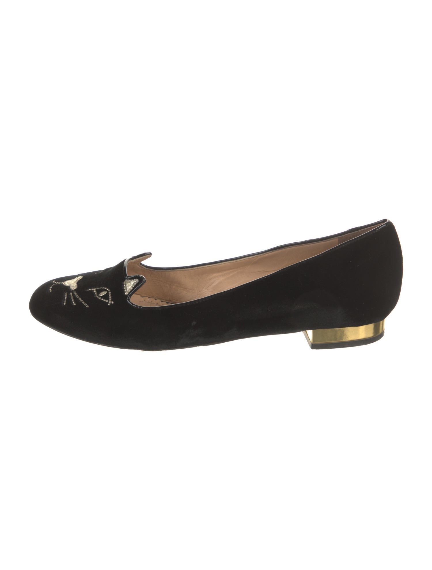 Charlotte Olympia Velvet Embroidered Accent Loafers