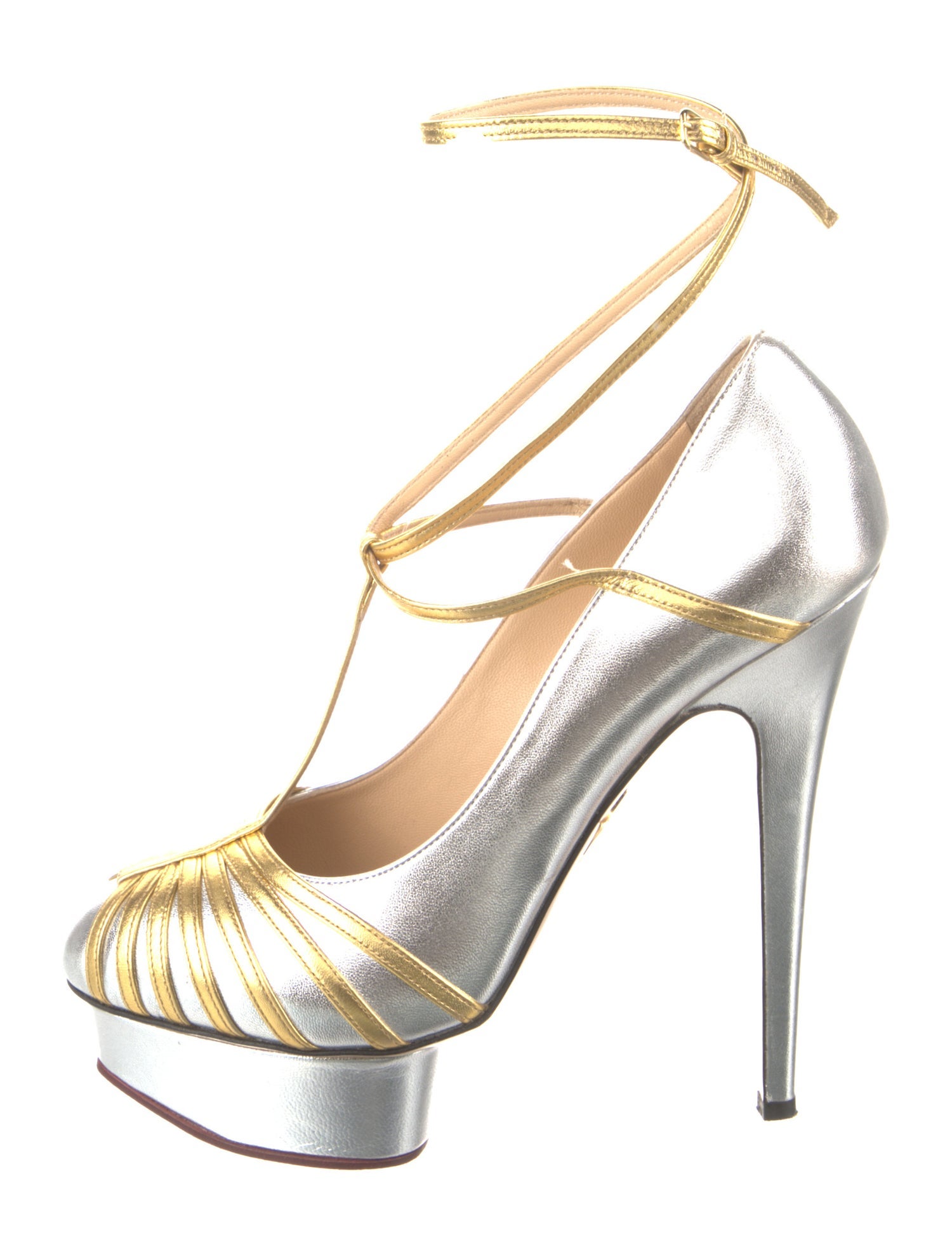 Charlotte Olympia Leather T-Strap Pumps