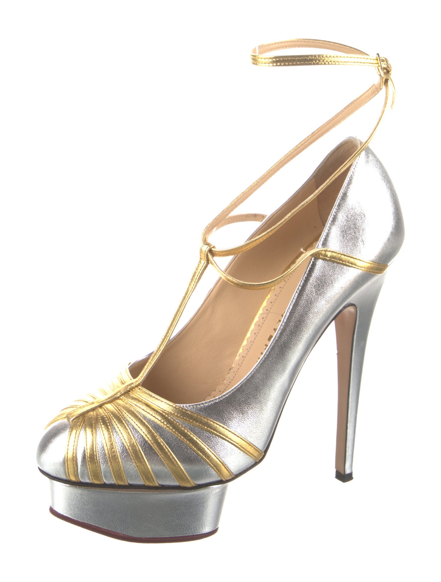 Charlotte Olympia Leather T-Strap Pumps