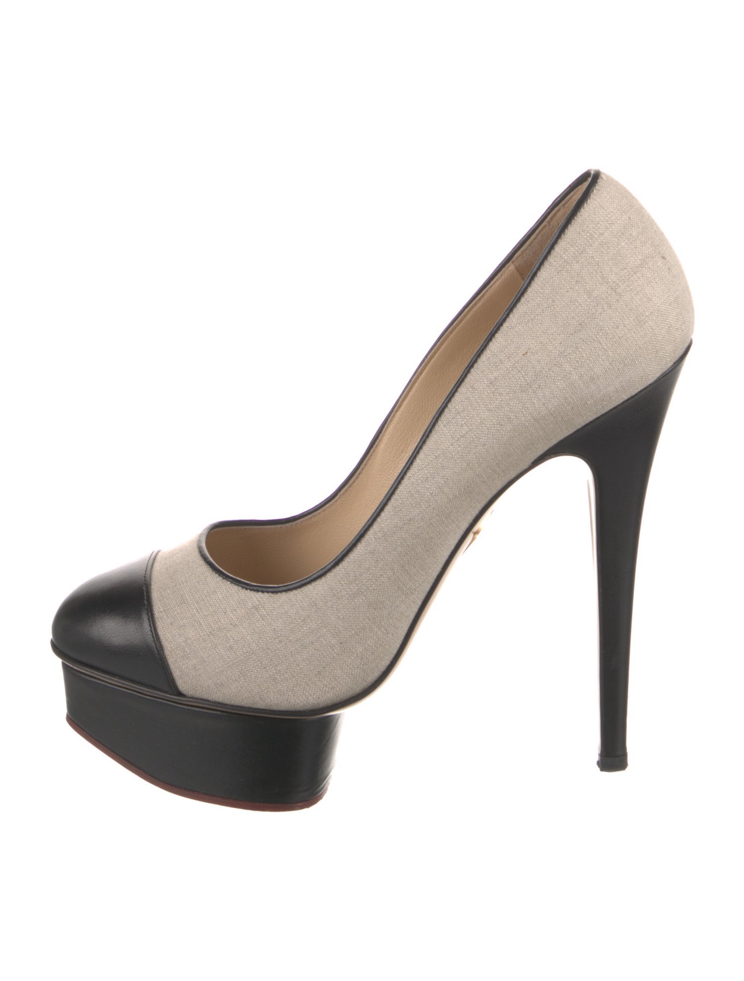 Charlotte Olympia Canvas Colorblock Pattern Pumps