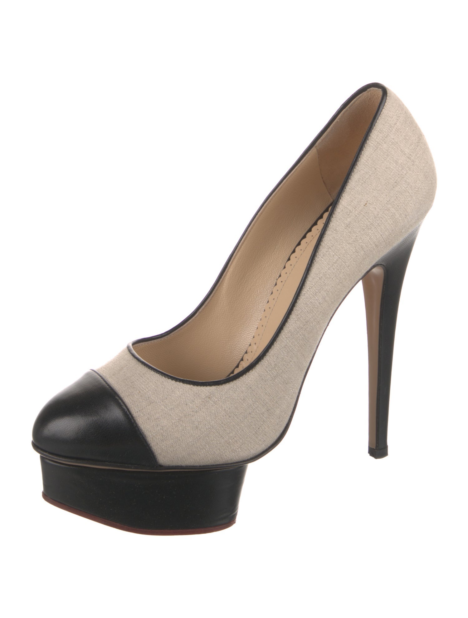 Charlotte Olympia Canvas Colorblock Pattern Pumps