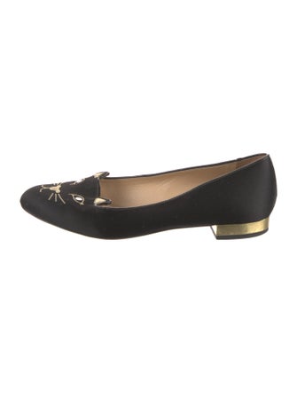 Charlotte Olympia Velvet Embroidered Accent Loafers
