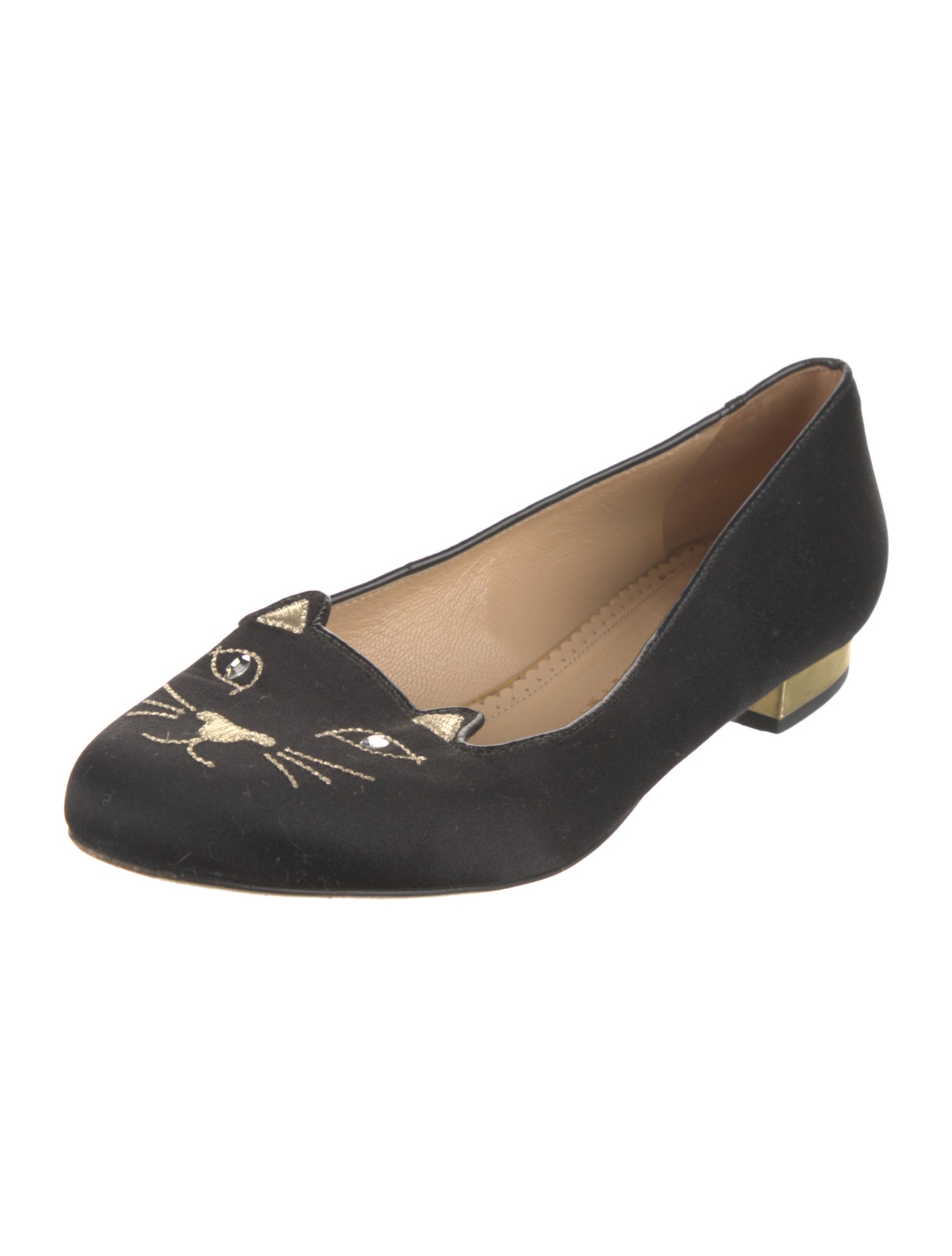 Charlotte Olympia Velvet Embroidered Accent Loafers