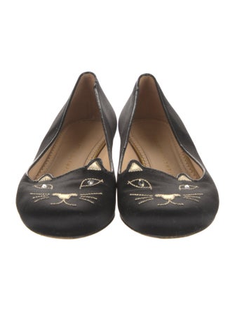 Charlotte Olympia Velvet Embroidered Accent Loafers