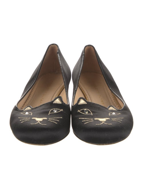 Charlotte Olympia Velvet Embroidered Accent Loafers