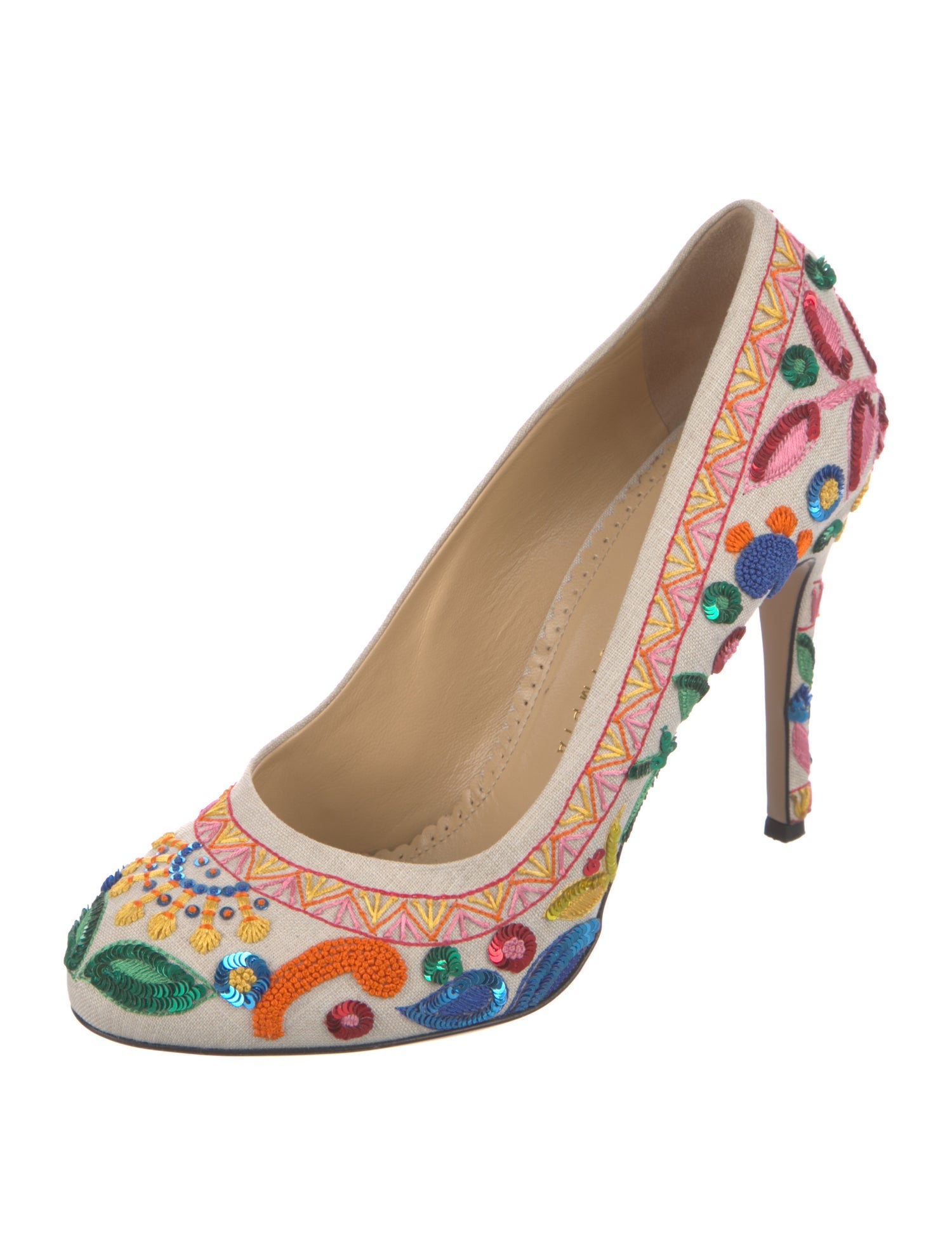 Charlotte Olympia Patterned Sequin Embellishments Pumps