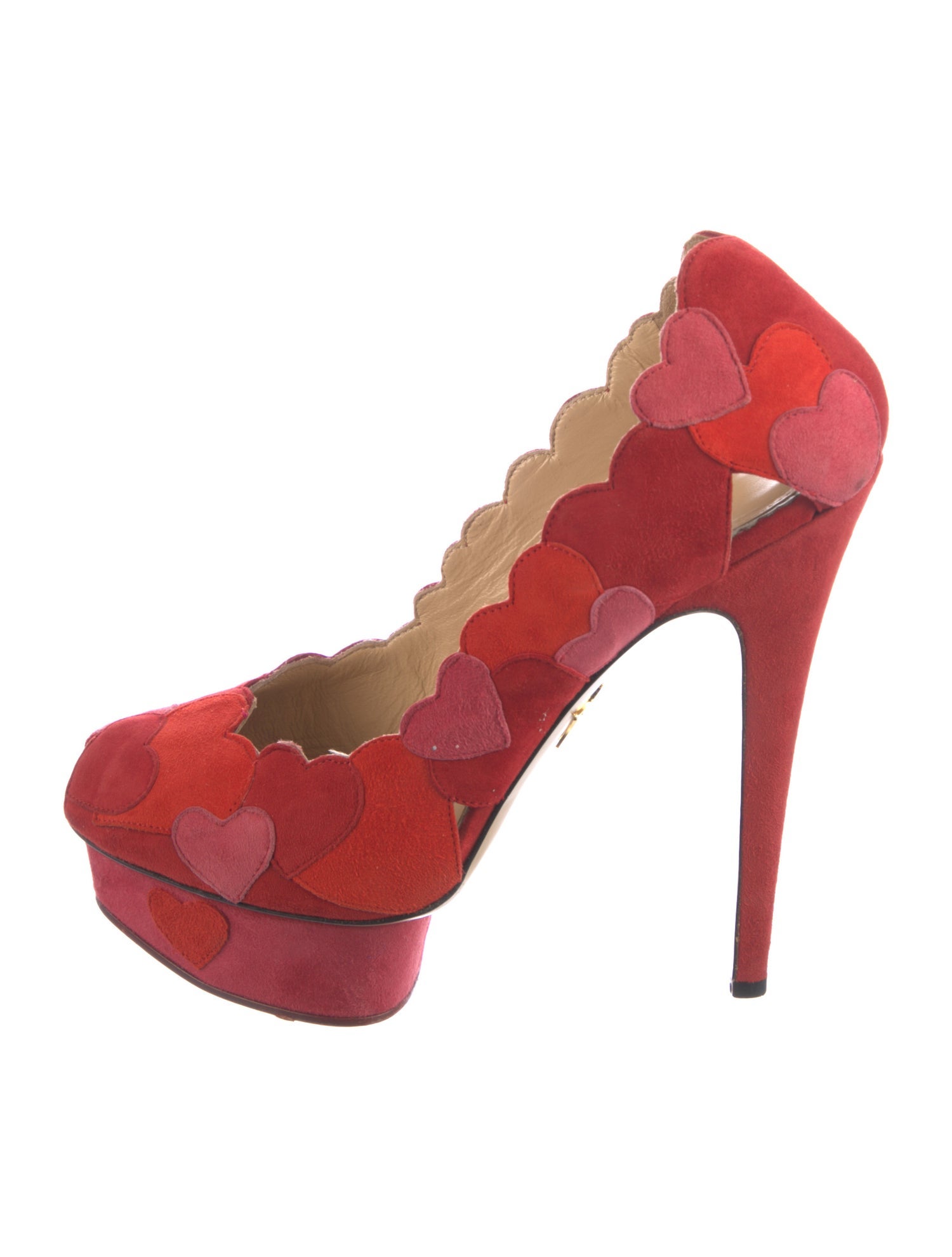 Charlotte Olympia Suede Colorblock Pattern Pumps