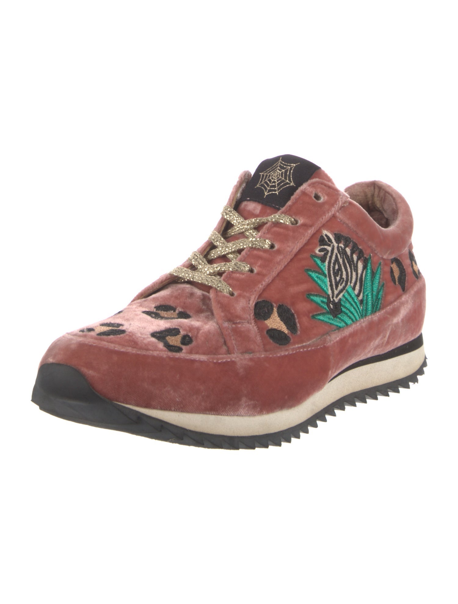 Charlotte Olympia Velvet Graphic Print Sneakers