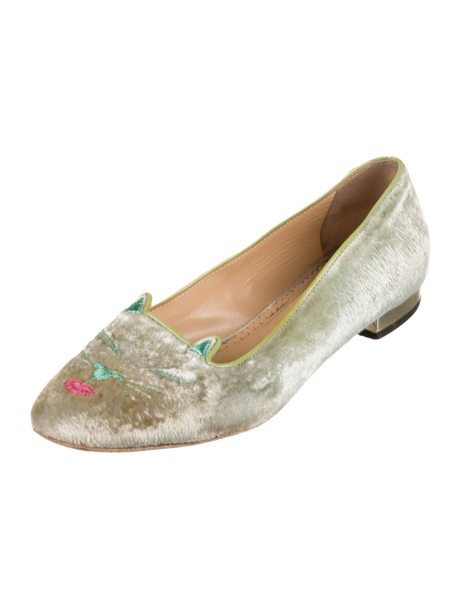 Charlotte Olympia Velvet Printed Loafers